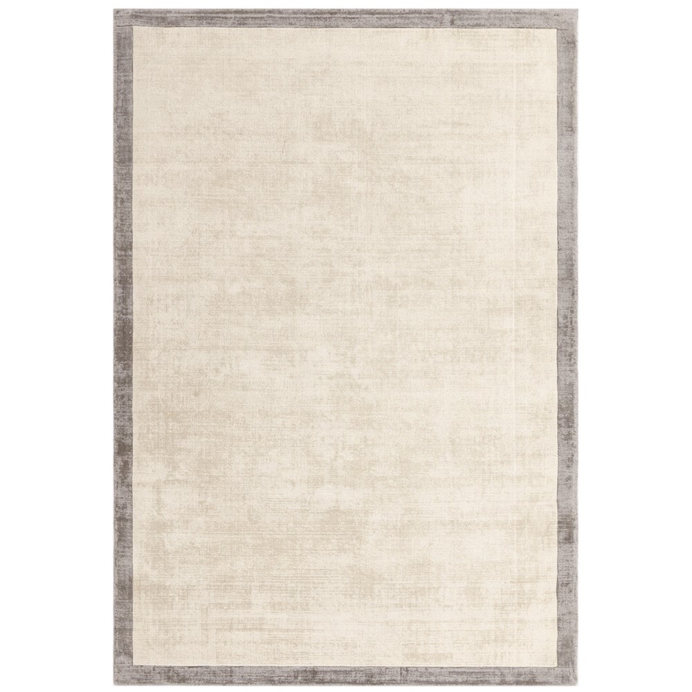 Blade Border Fine Modern Plain Rugs in Putty Silver Grey